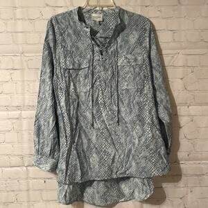Haute Hippie NWOT lace up snake print high low tunic shirt